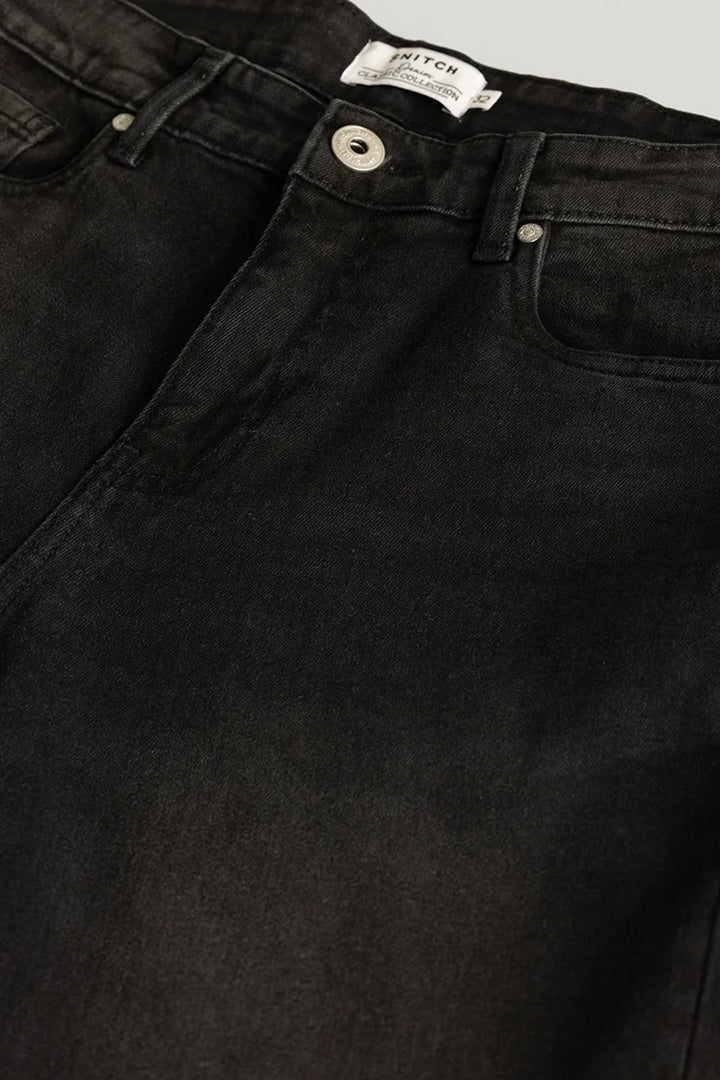 Vertex Charcoal Grey Plain Straight Fit Jeans