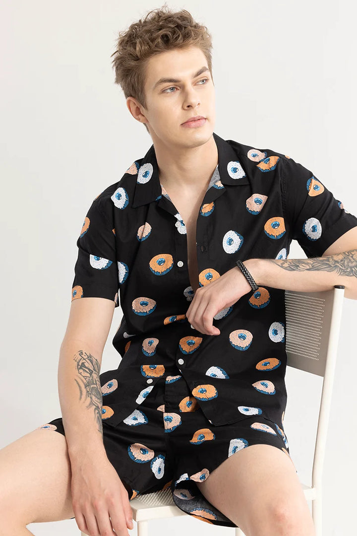 Donutonic Black Printed Co-ords