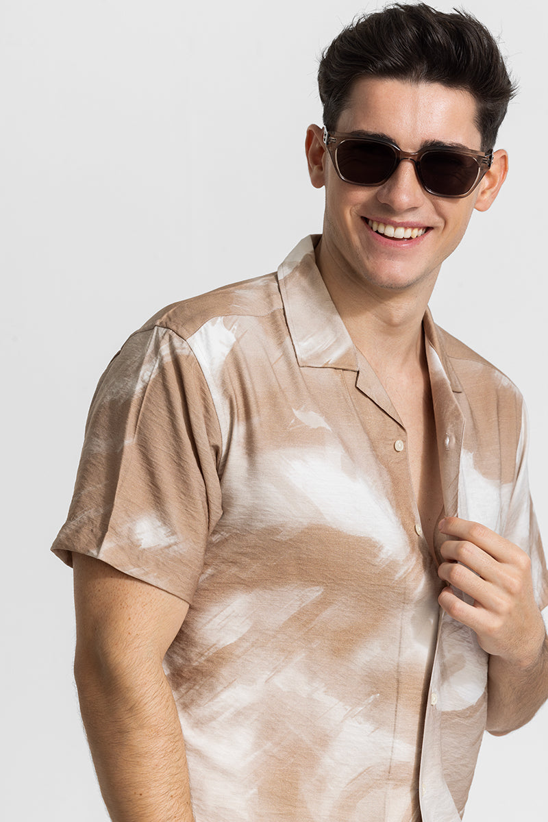 Light Brown Cuban Abstract Shirt