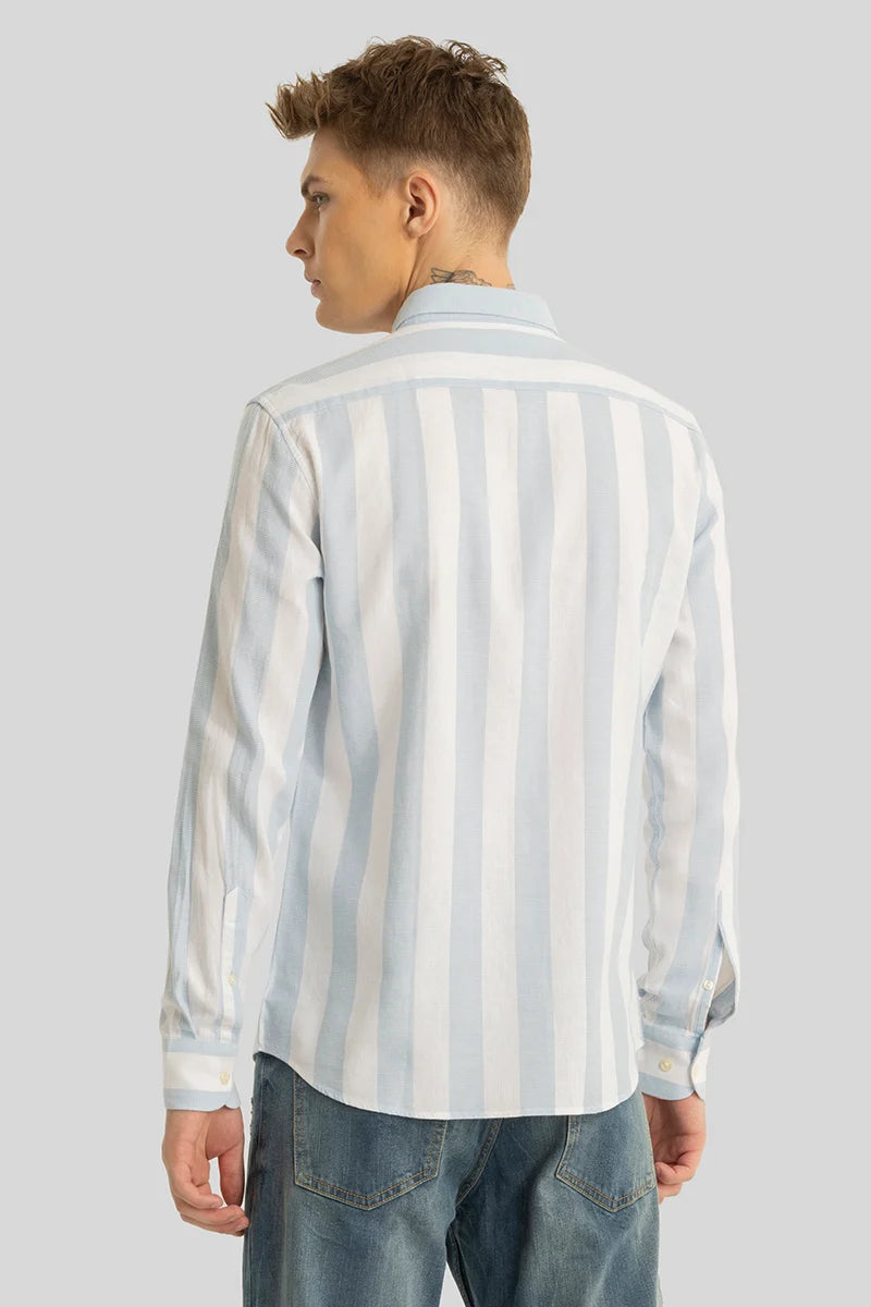 Pulse Light Blue Stripes Linen Shirt