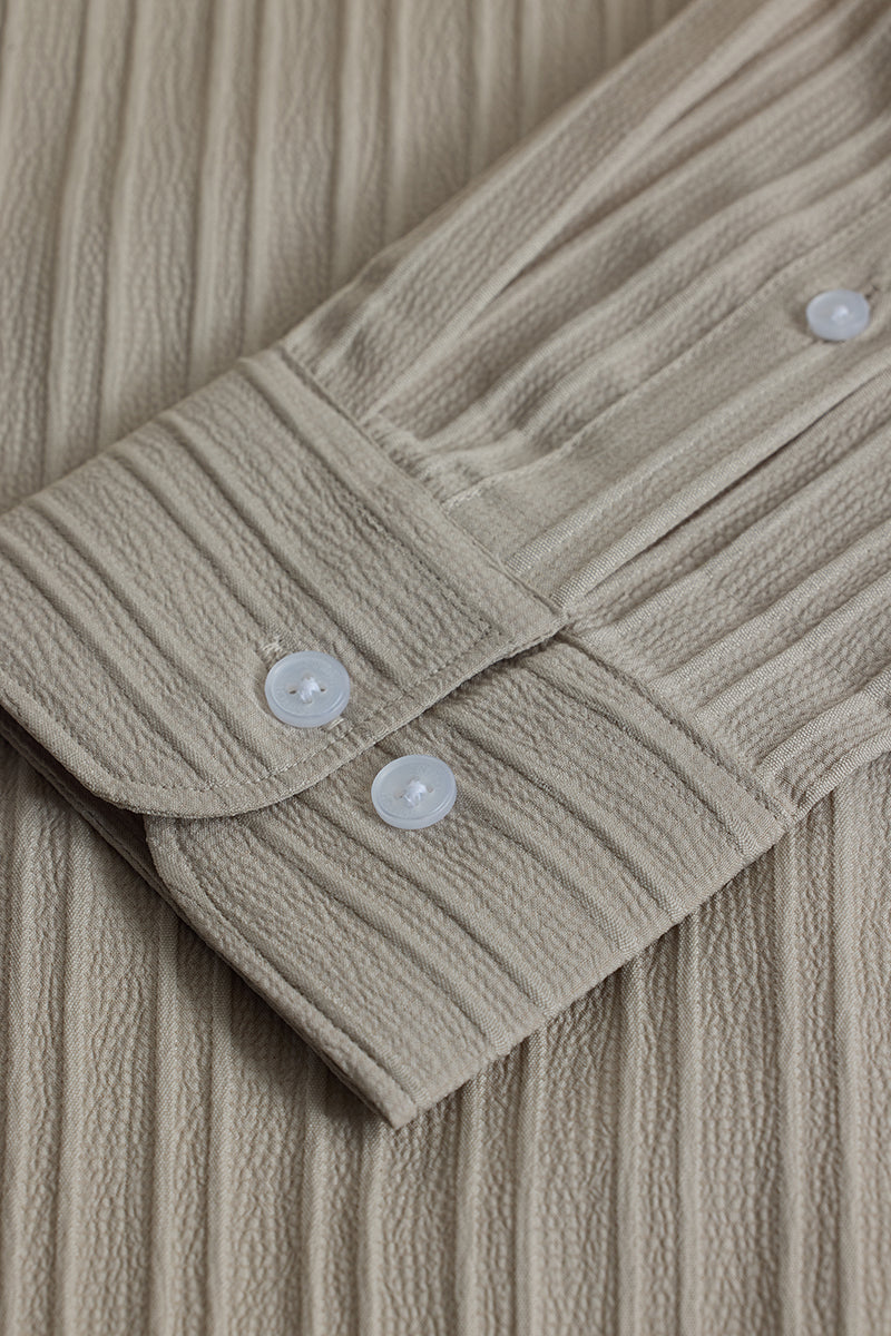 Beige Stripes Slim Fit Shirt