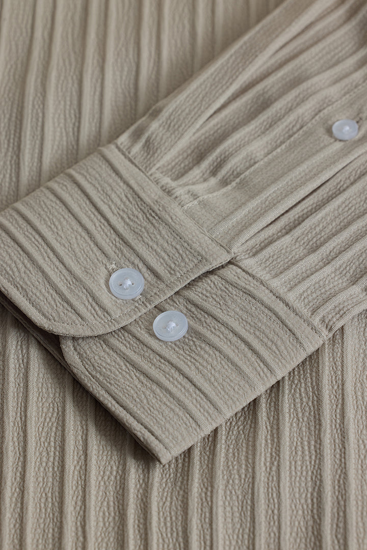 Beige Stripes Slim Fit Shirt