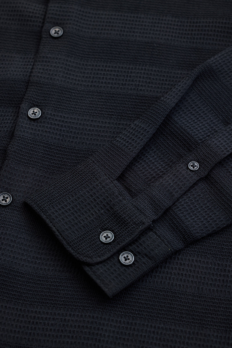 Black Textured Slim Fit Shirt