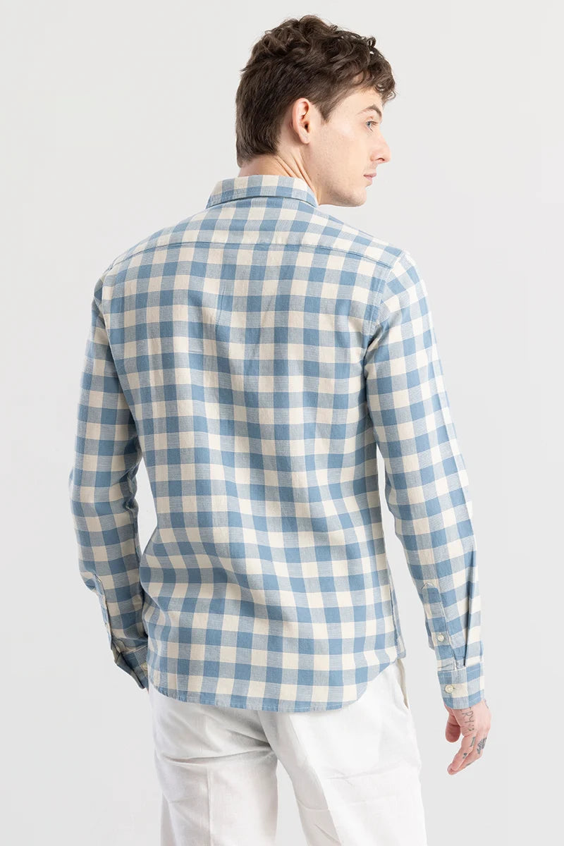 Elysium Blue Linen Checks Shirt