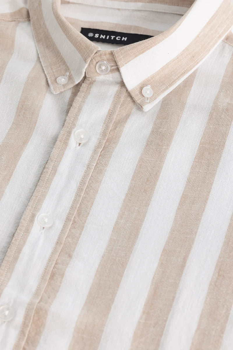 Peach Stripes Linen Blend Shirt