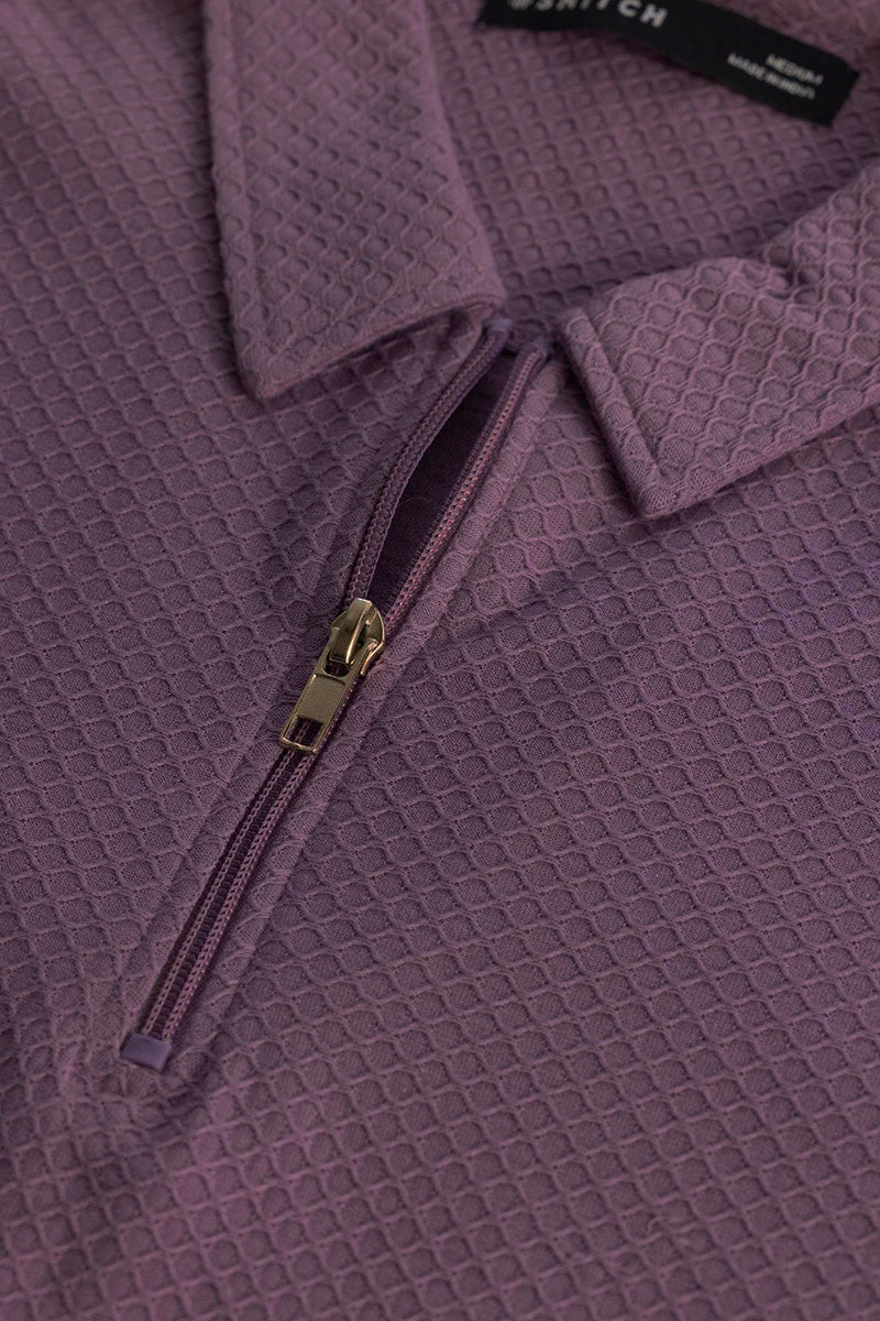 Gael Lavender Textured Polo T-Shirt