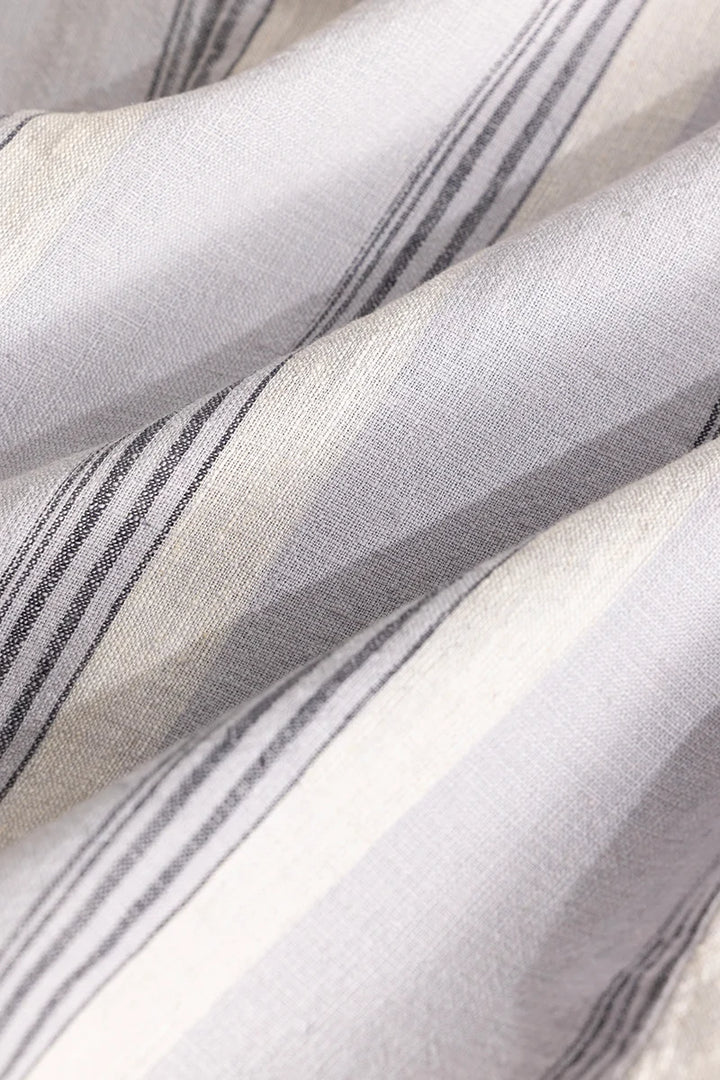 Light Grey Stripes Linen Blend Shirt