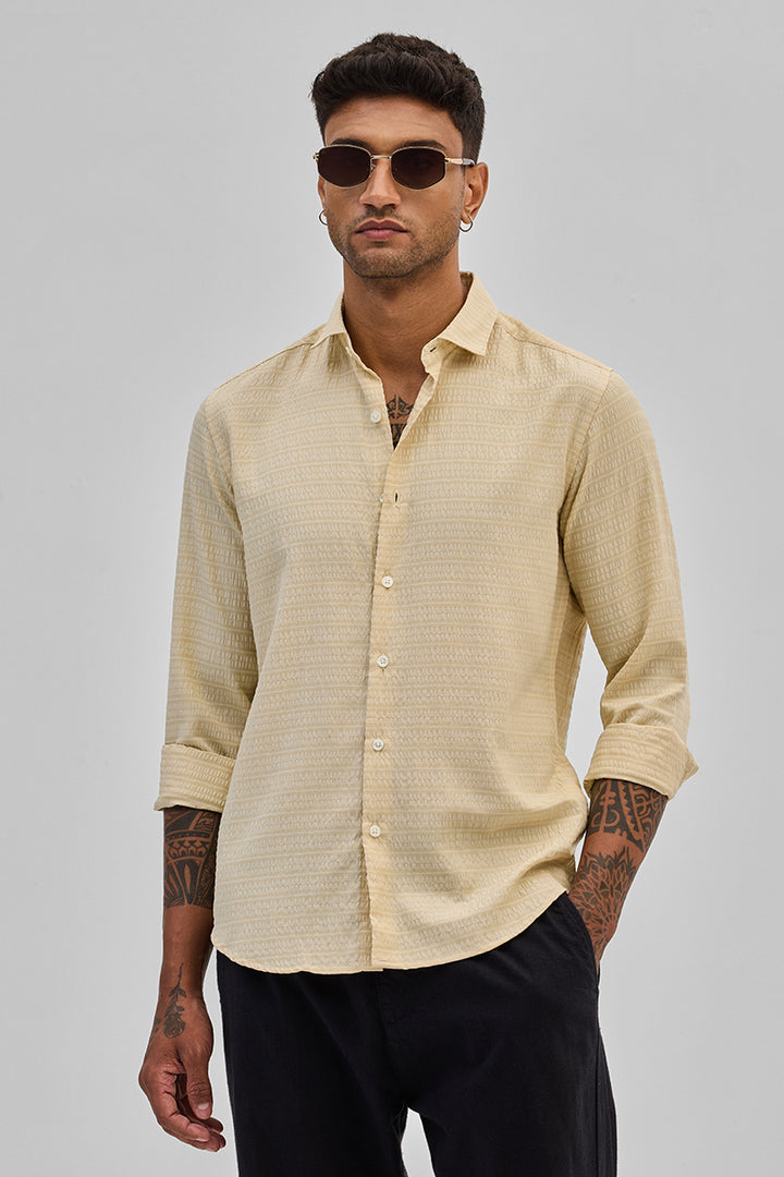 Beige Stripes Slim Fit Shirt