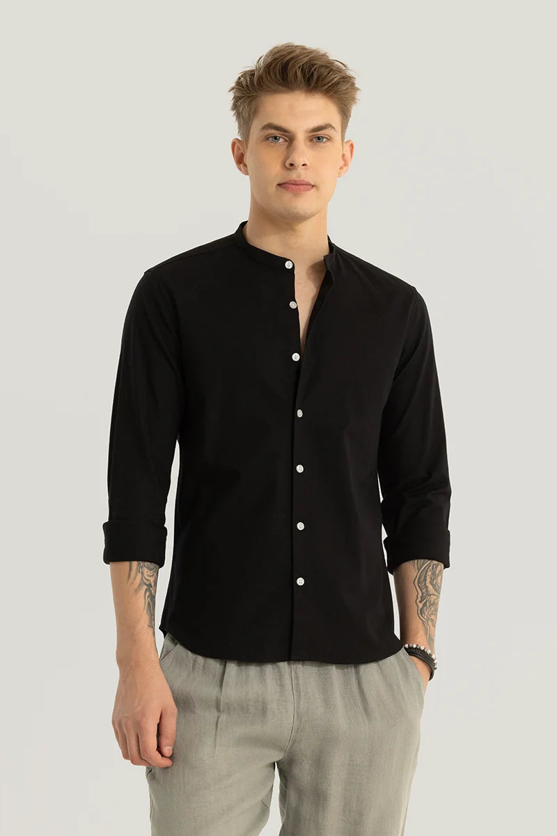 Zelie Black Plain Stretch Shirt