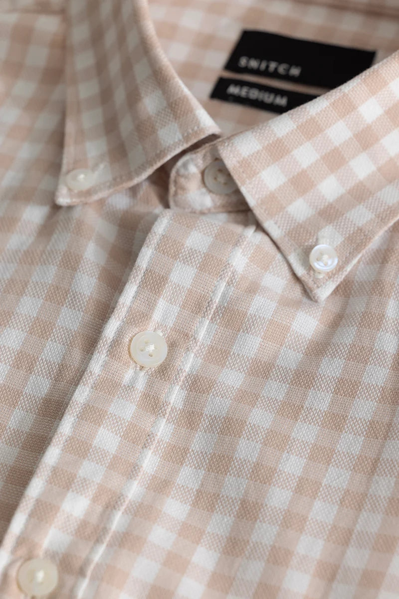 Ingvar Light Brown Checks Shirts