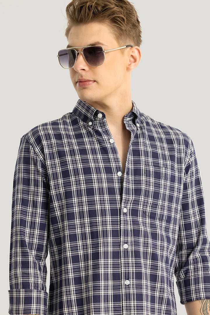 Mathieu Navy Checks Shirt