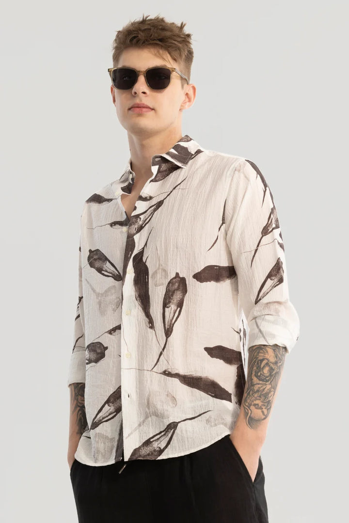 White Textured Abstract Shirt