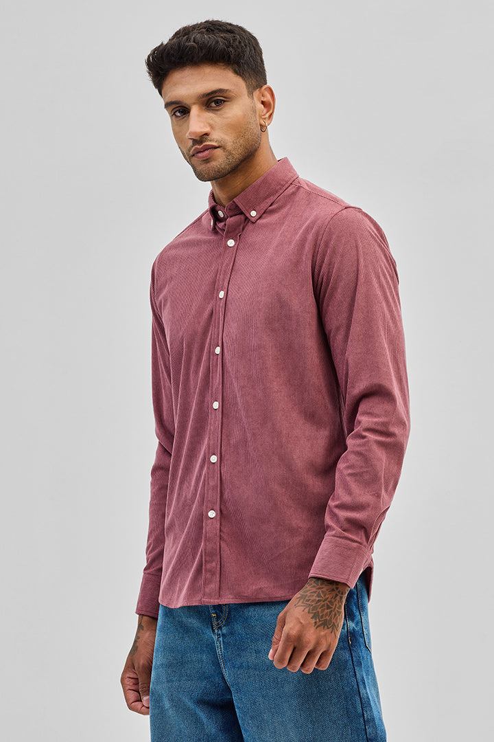 Pink Slim Fit Corduroy Shirt