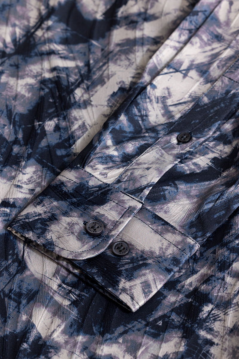 Navy Textured Abstract Shirt