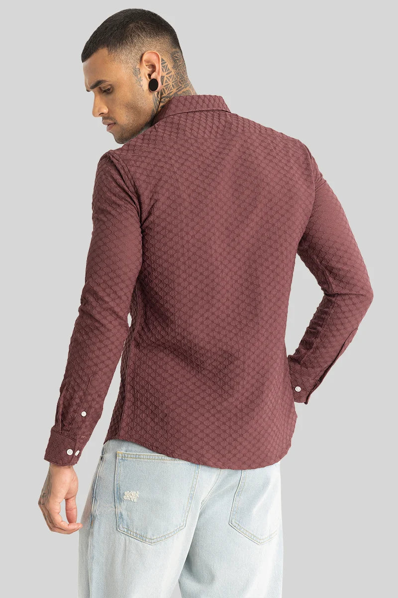 Brown Textured Stretch Shirt