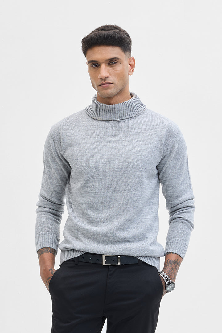 Light Grey Slim Fit Turtleneck Sweater