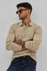 Beige Self-Design Polo T-Shirt