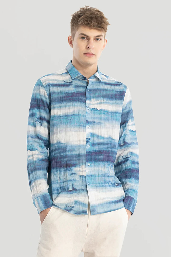 Blue Textured Abstract Shirt