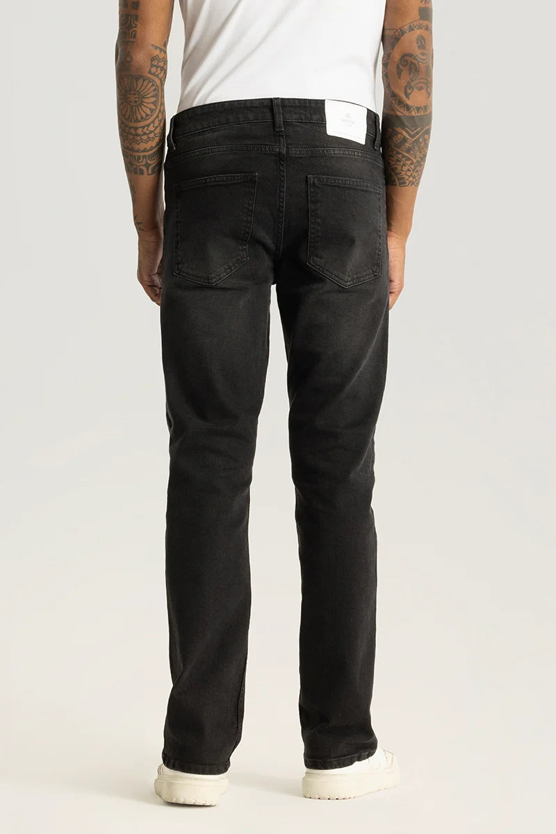 Vertex Charcoal Grey Plain Straight Fit Jeans