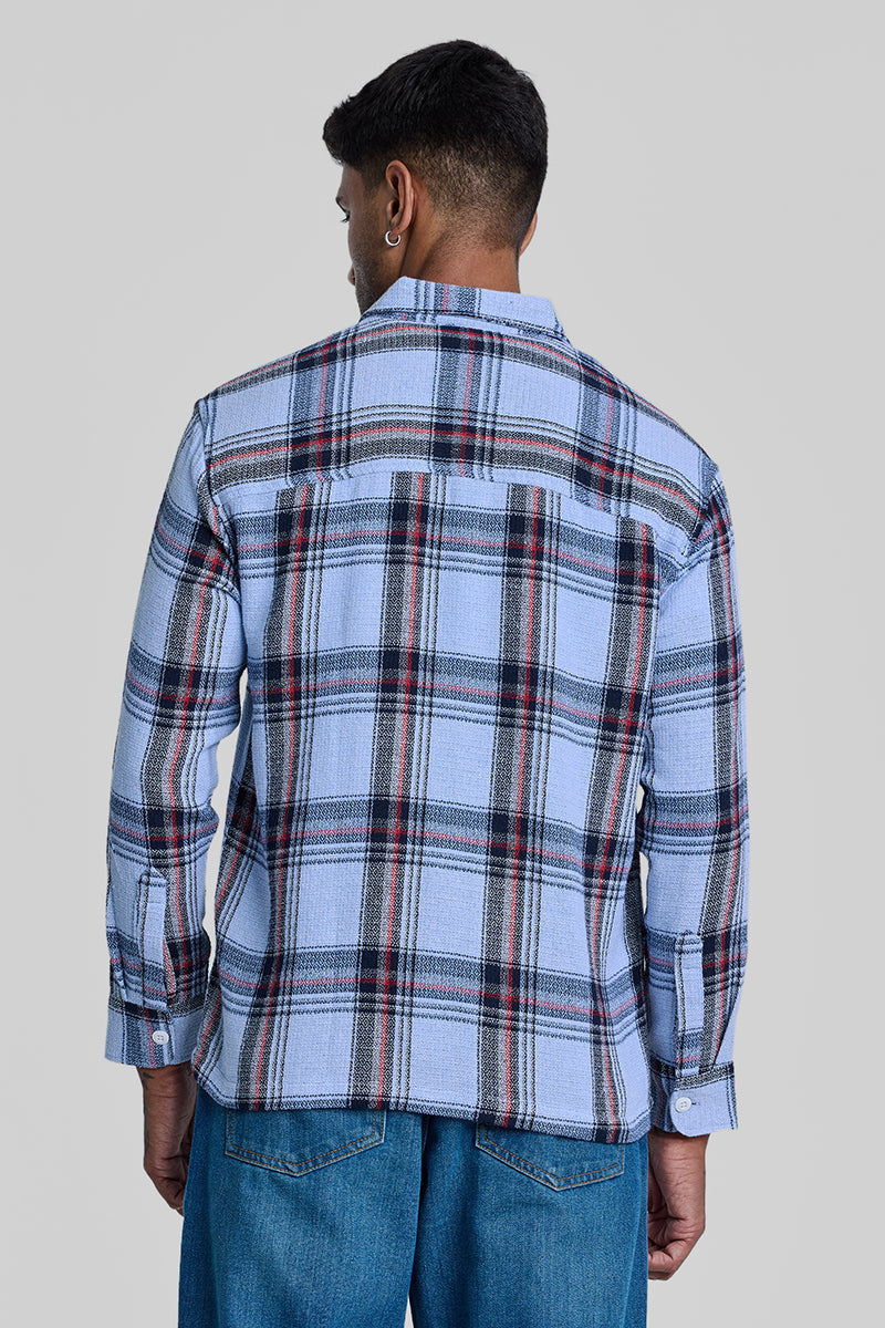 Blue Box Fit Plaid Shirt