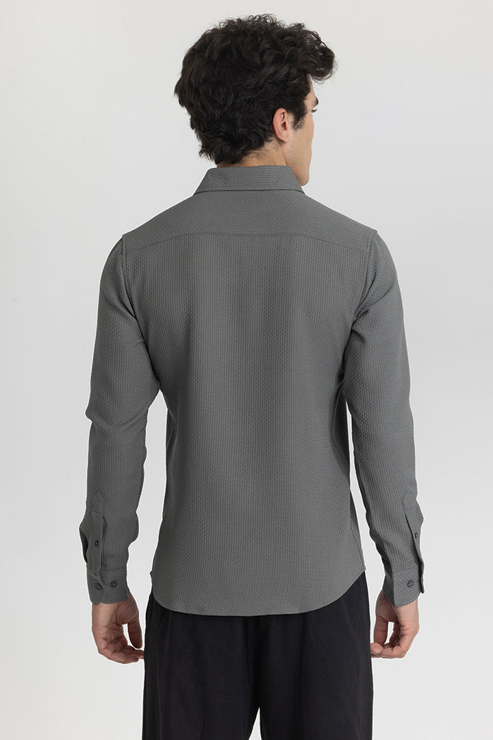 Grey Slim Fit Textured Shirt