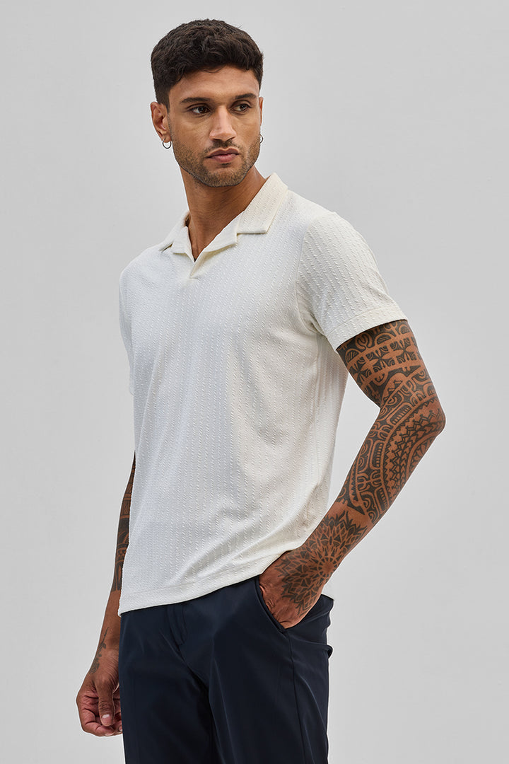 White Textured Cuban T-Shirt