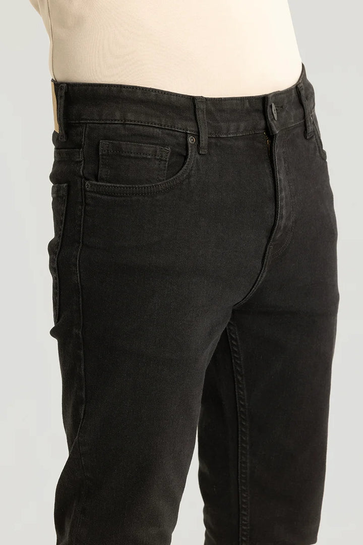 Nexus Black Plain Slim Fit Jeans