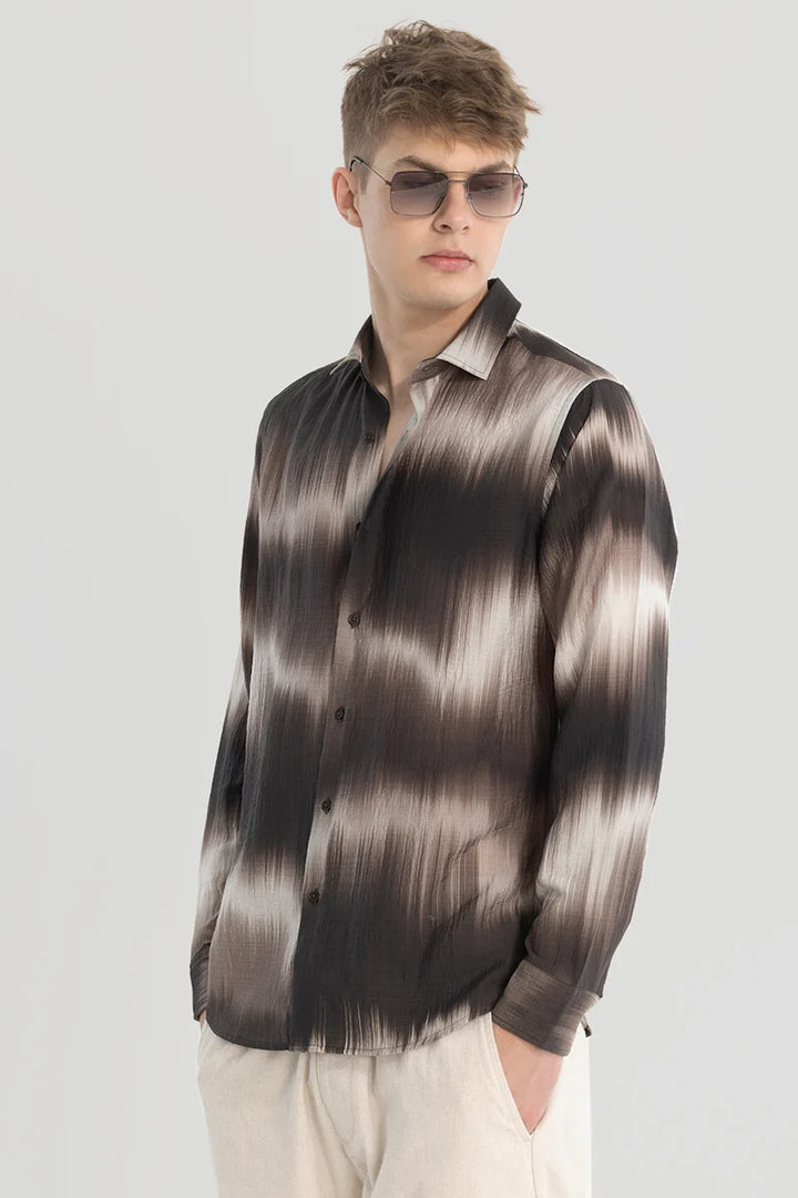 Dark Brown Textured Abstract Shirt