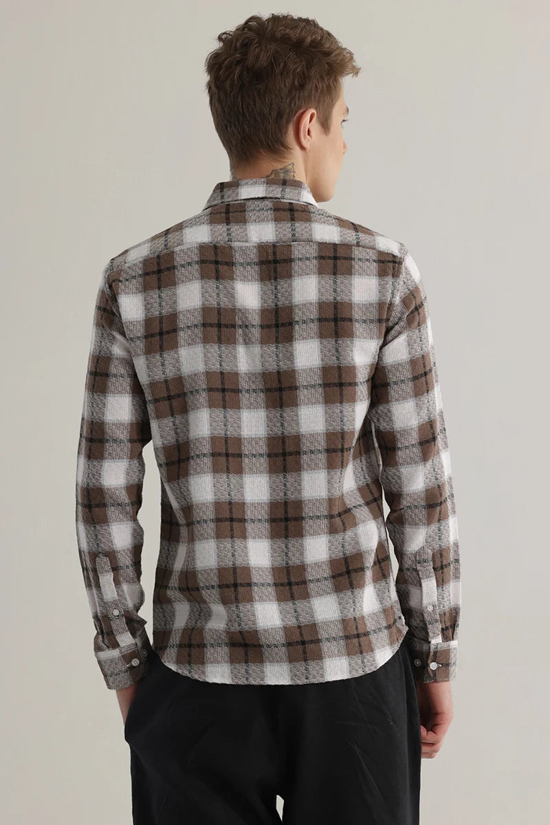 Plaided Dark Brown Check Shirt