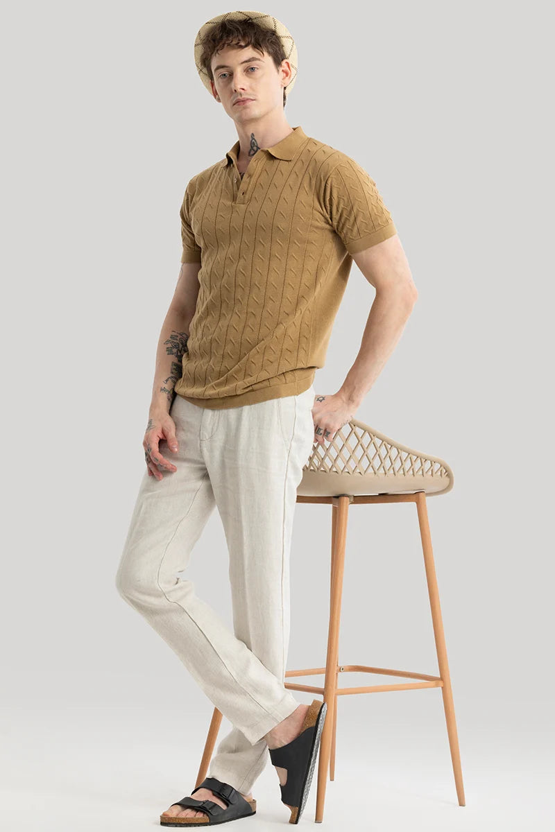 Fresco Brown Knitted Polo T-Shirt