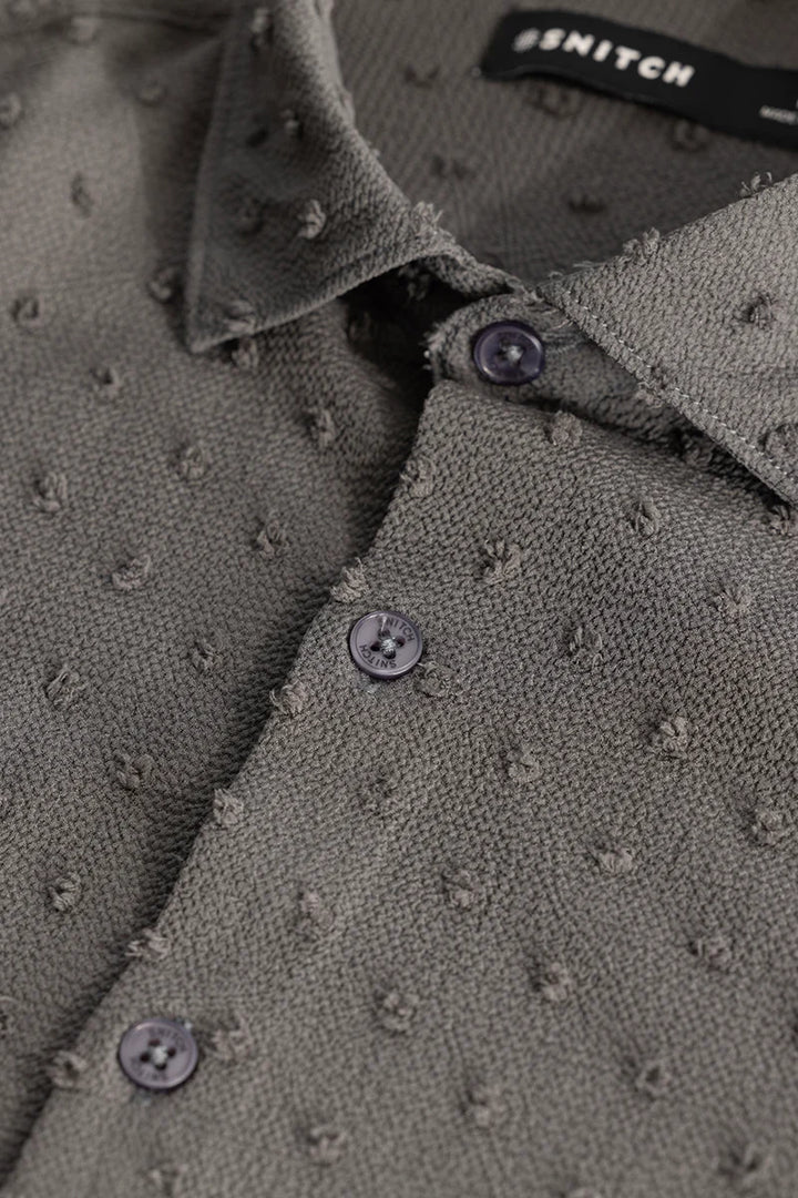 Grey Textured Slim Fit Shirt