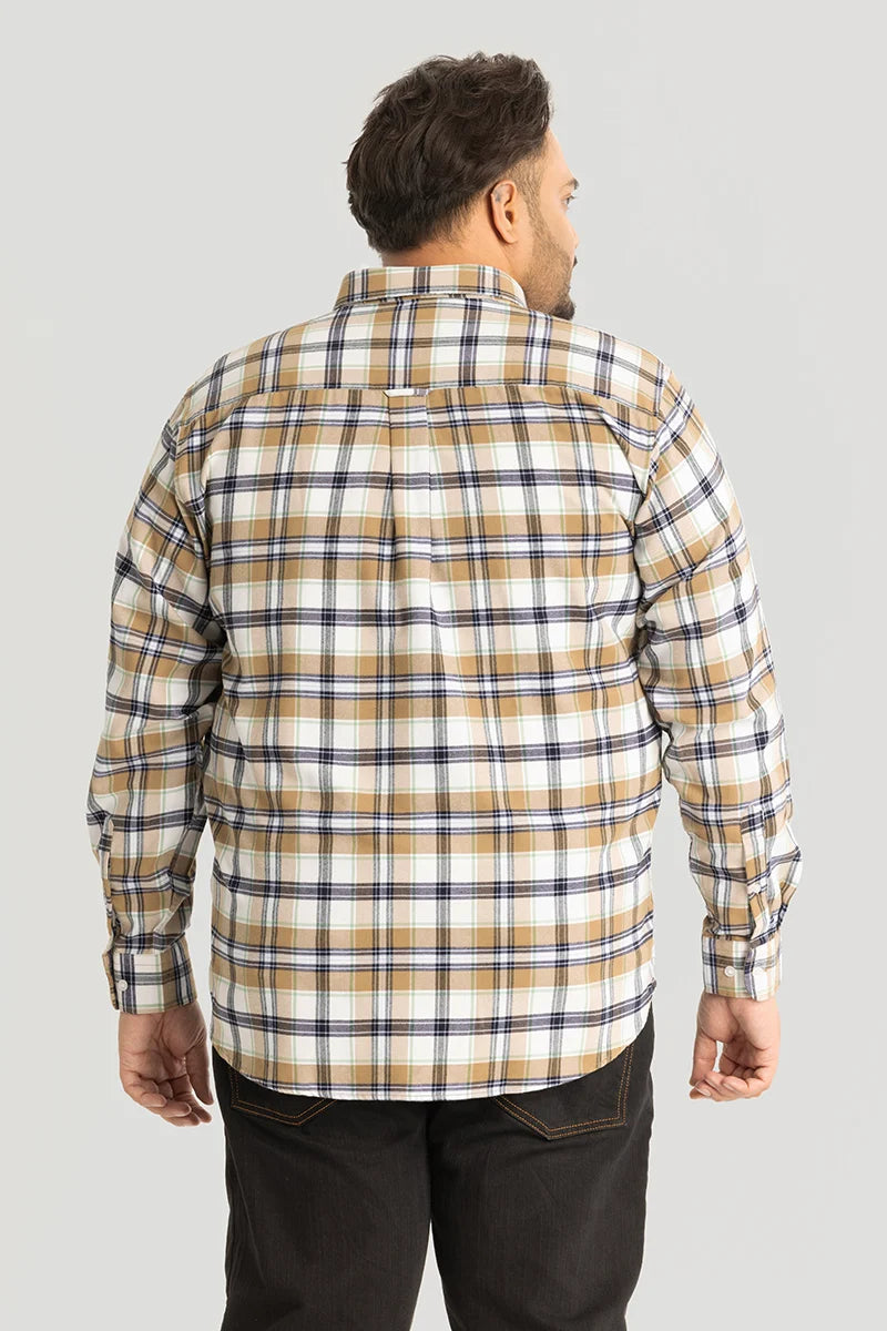 Ciro Beige Checks Plus Size Shirt