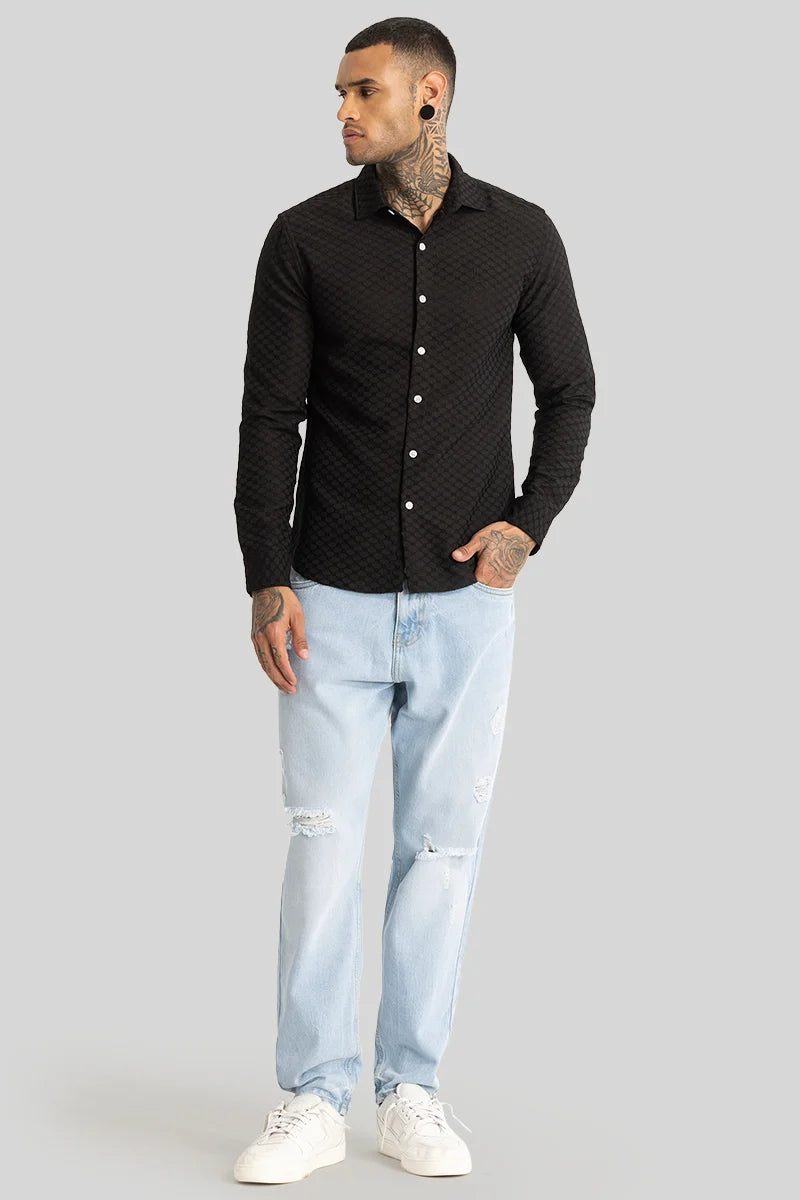 Black Textured Stretch Shirt