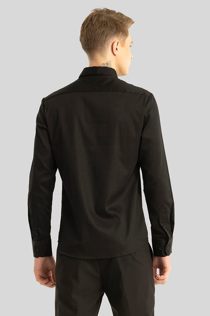 Etnni Black Plain Stitchless Shirt