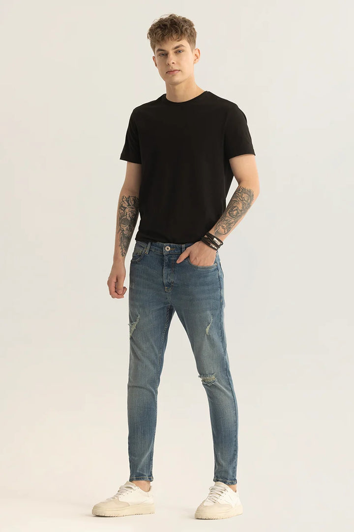 Horizon Blue Distressed Skinny Fit Jeans