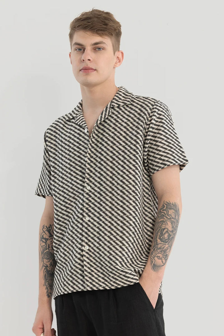 Black Textured Cuban Shirt