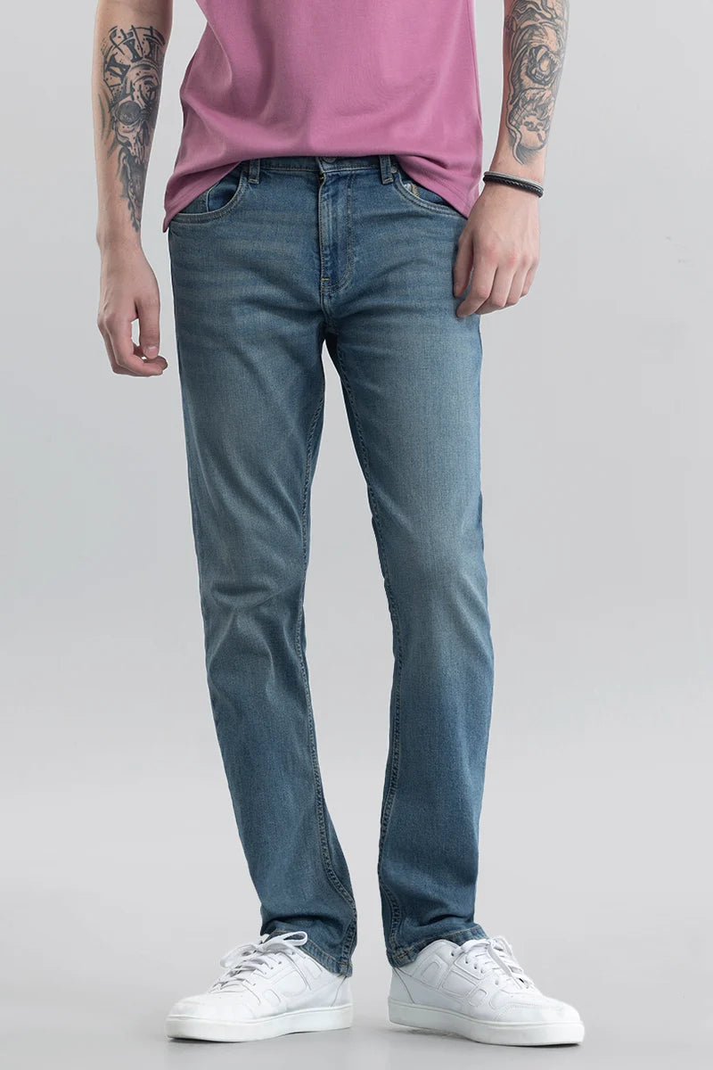 Kari Blue Plain Straight Fit Jeans