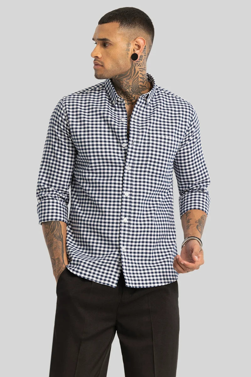 Navy Gingham Checks Shirt