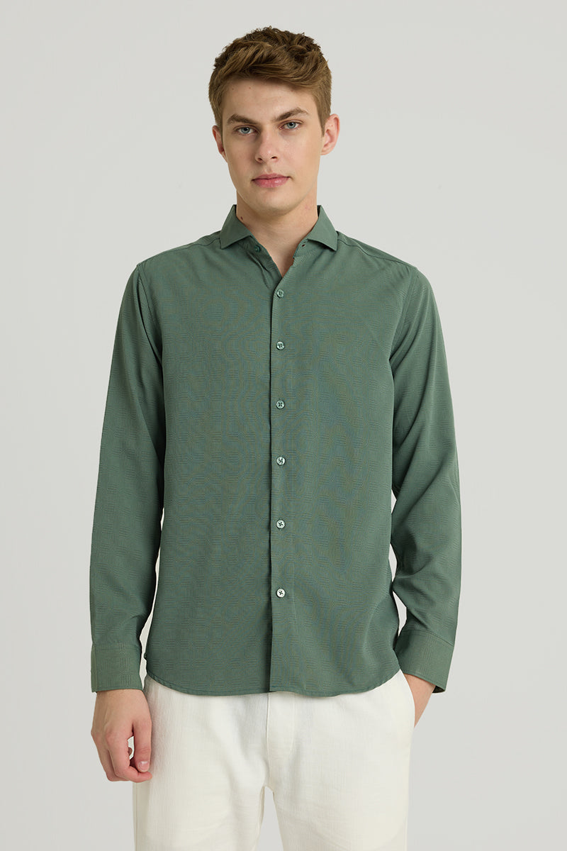 Green French Collar Shirt