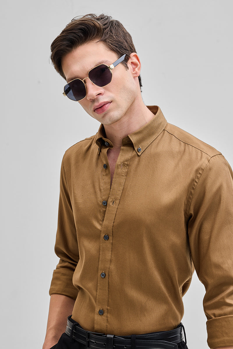 Tan Solid Twill Shirt