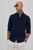 Navy Slim Fit Linen Shirt