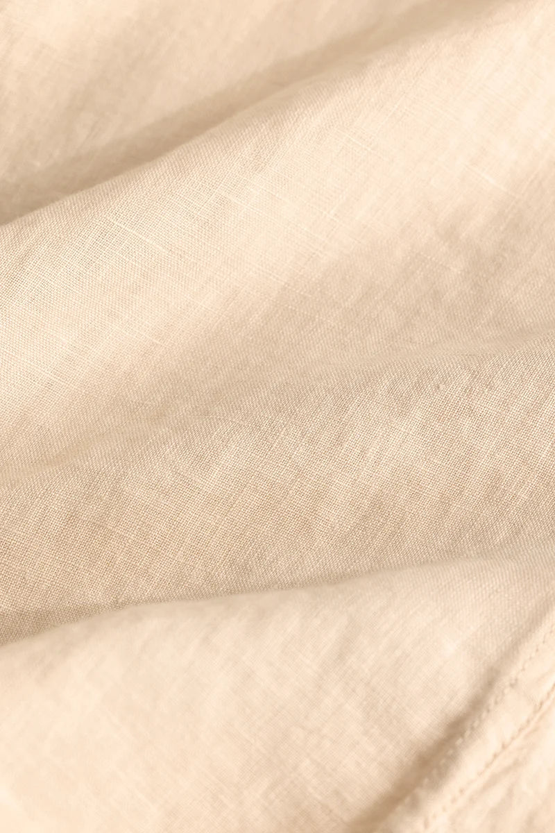 Elementary Beige Plain Pure Linen Shirt