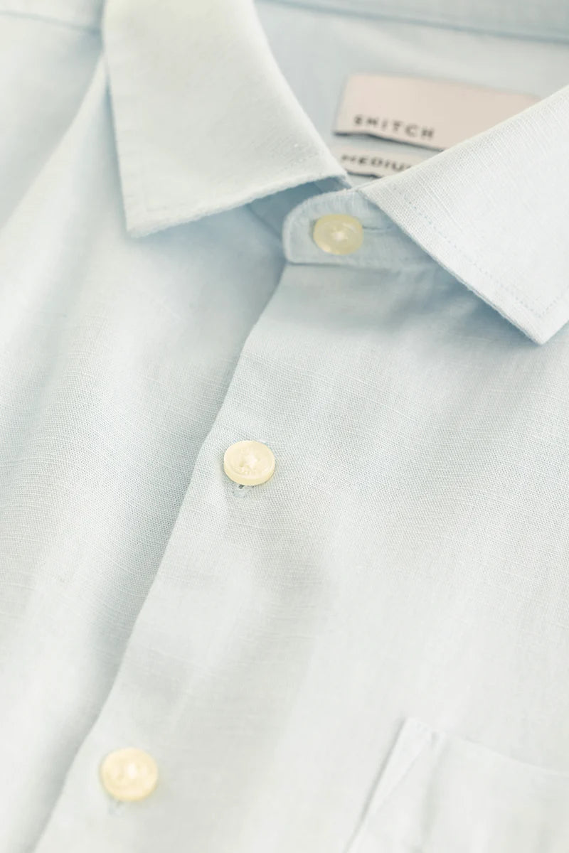 Claudio Light Blue Plain Linen Shirt