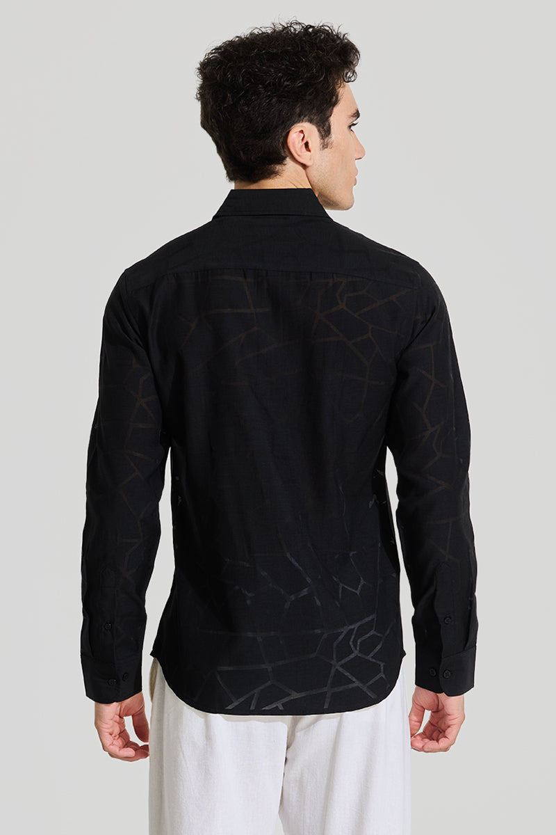 Black Self-Design Shirt