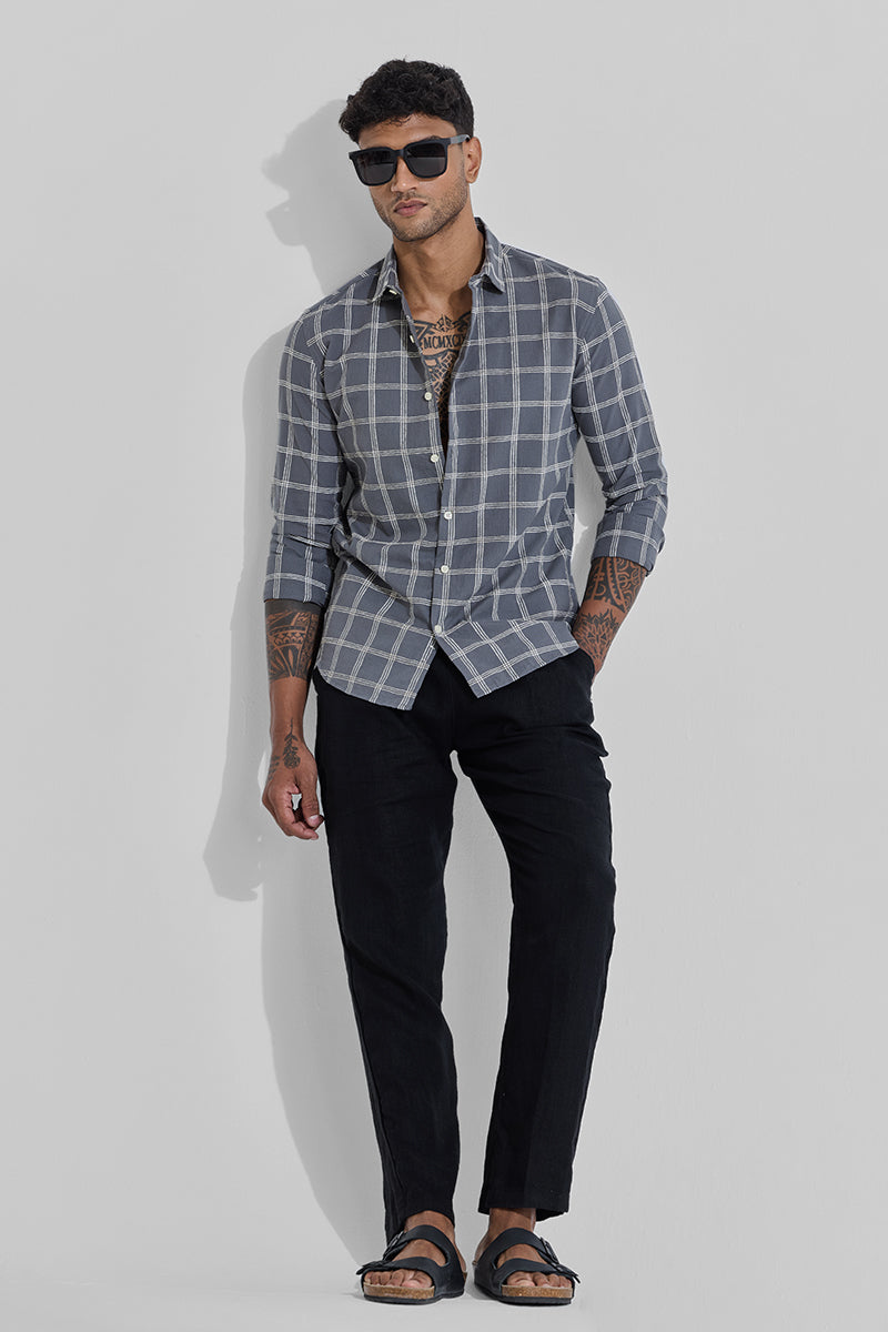 Grey Checks Slim Fit Shirt