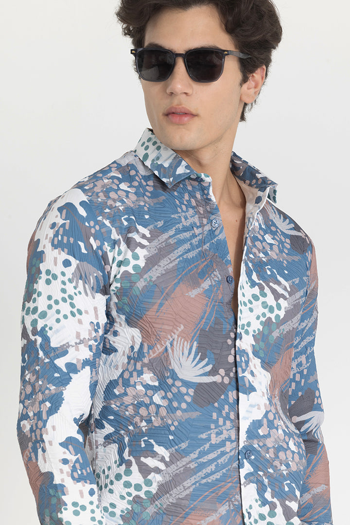 Blue Textured Abstract Shirt