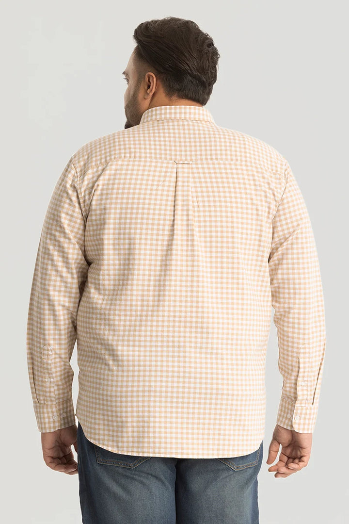 Beige Oxford Checks Plus Size Shirt