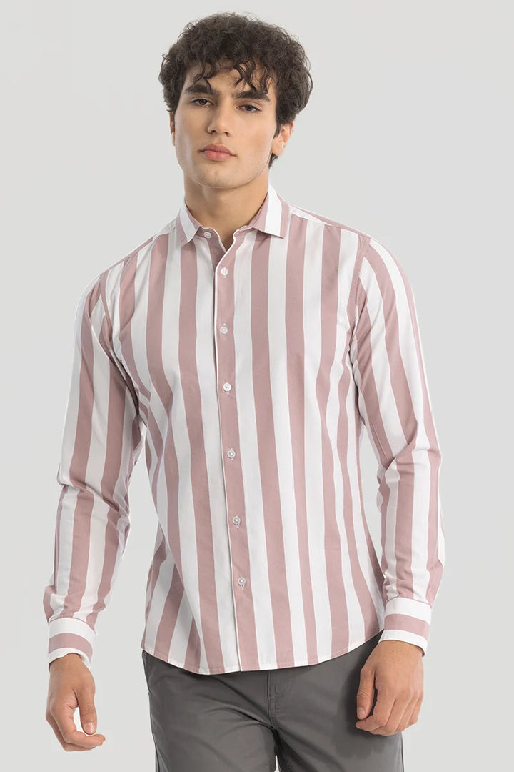 Mauve Slim Fit Stripes Shirt