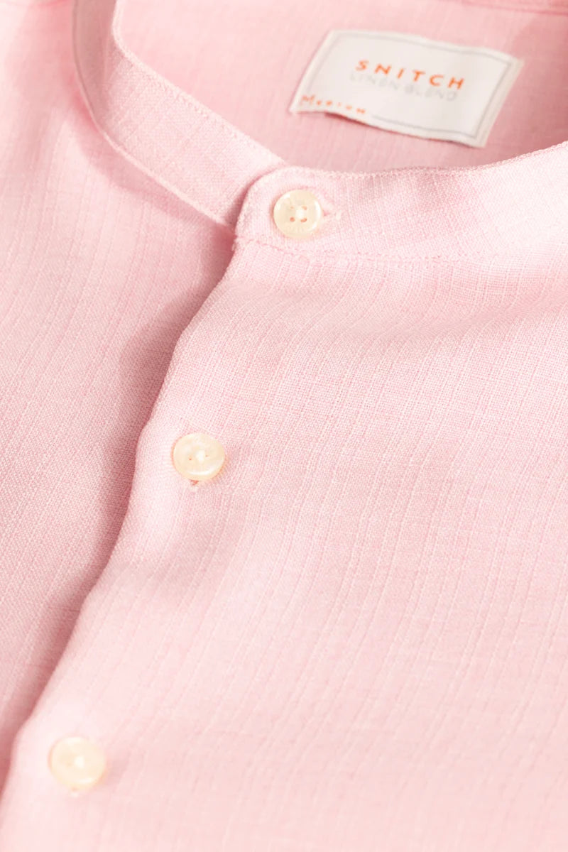 Light Pink Mandarin Linen Shirt