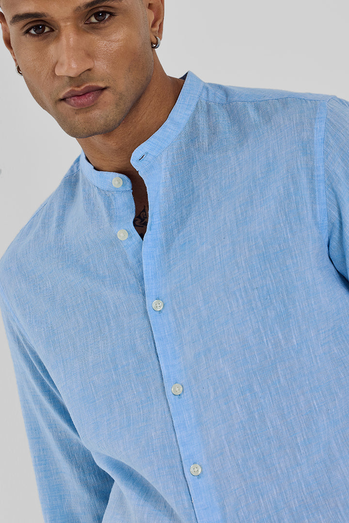 Light Blue Textured Linen Shirt